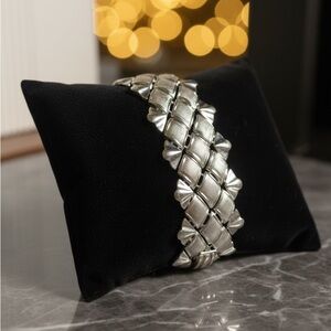 Coro Silver Tone woven silver pattern Bracelet